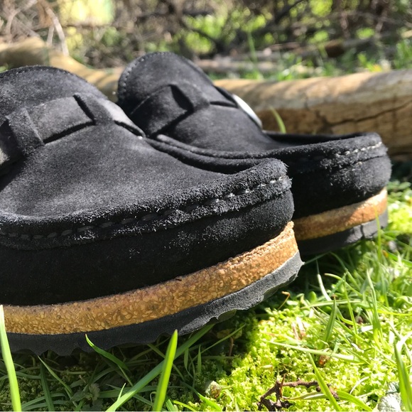 Birkenstock Black Leather Buckley Shearling Clog Size 7/7.5 - Picture 5 of 12